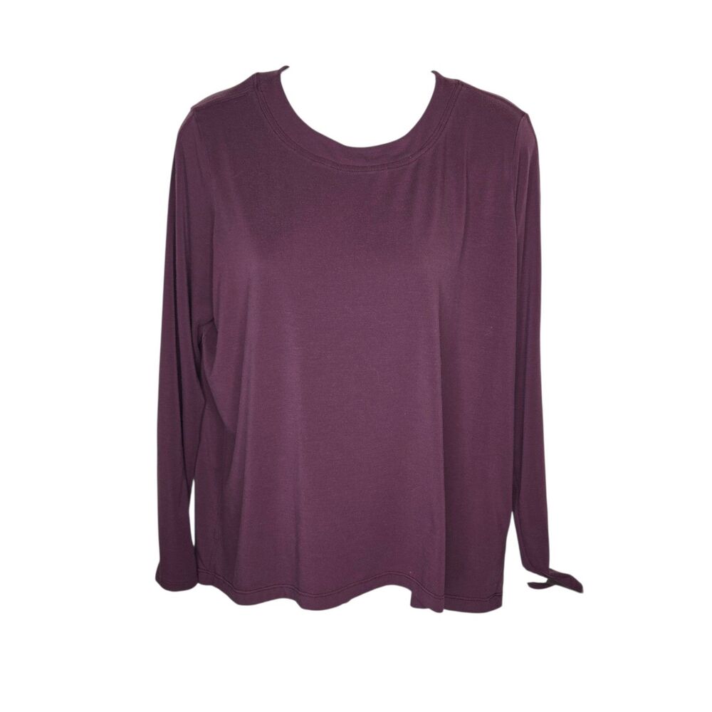Athleta Essence Long Sleeve Top Small Plum Purple Soft Yoga Studio Back Pleat